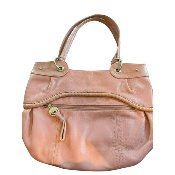 Pink Leather Tote Bag With Silver Hardware By Stone Mountain - Picture 1 of 12